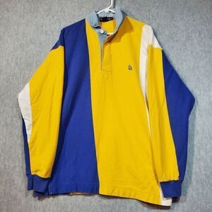 Nautica Sweatshirt Mens XL Blue Roughby Sailing Embroidered Logo Slit Vintage